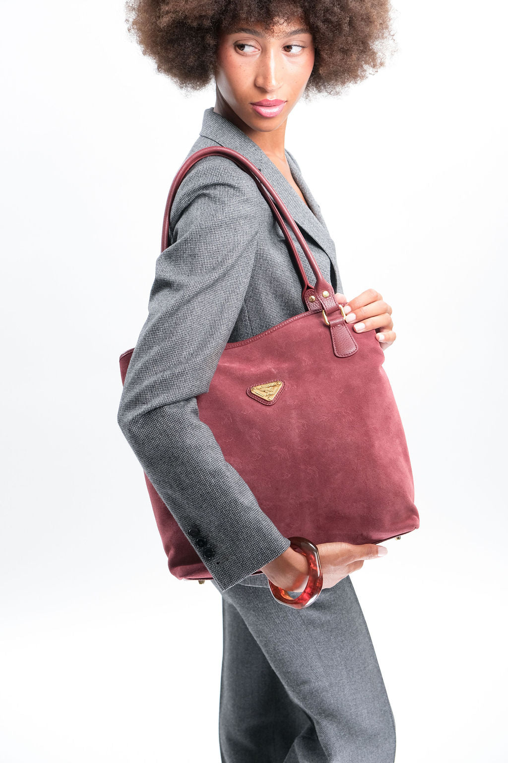 INDIAN SUMMER | Shopper Velours antik rot/gold