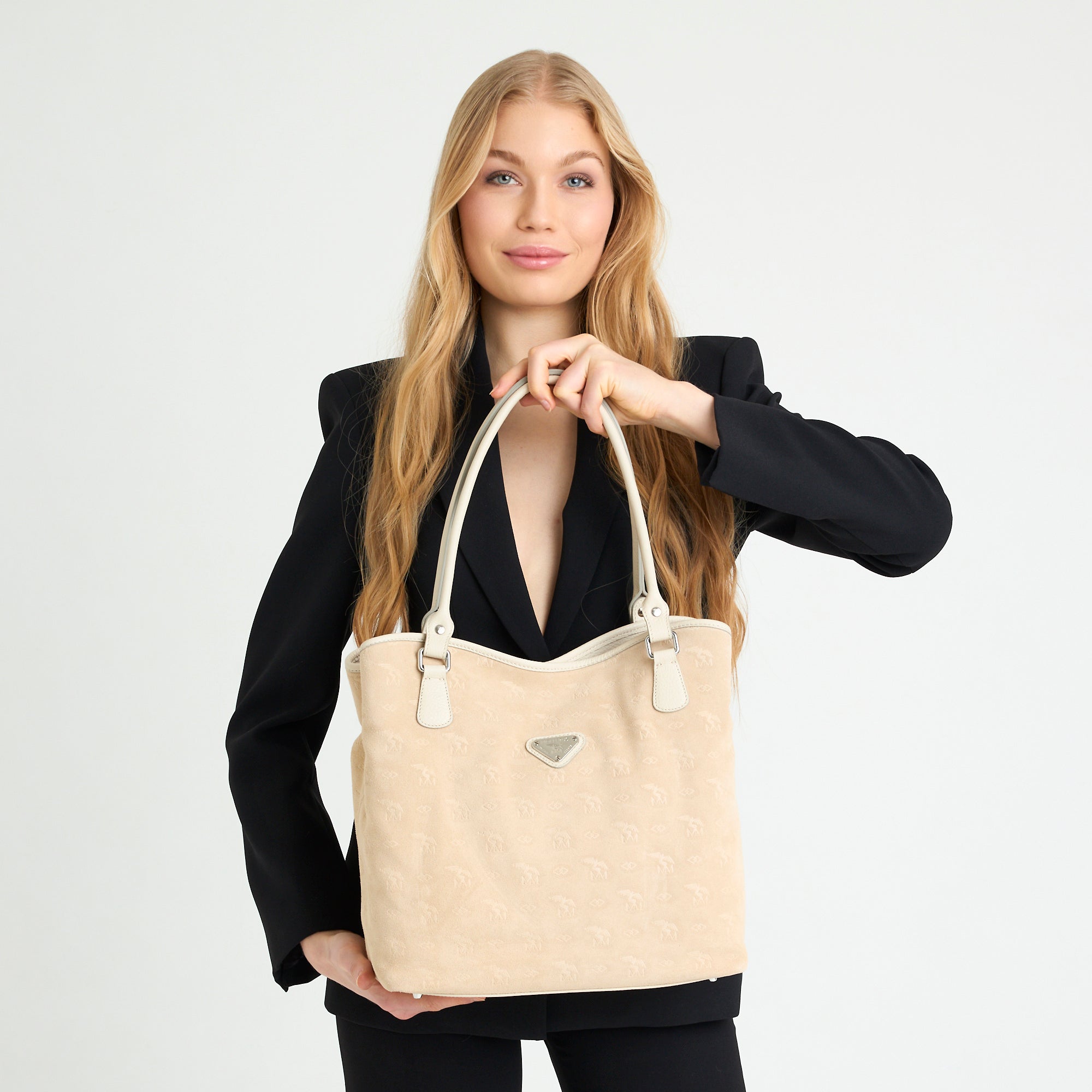 INDIAN SUMMER | Shopper Velours vanilla beige/silber - frontal