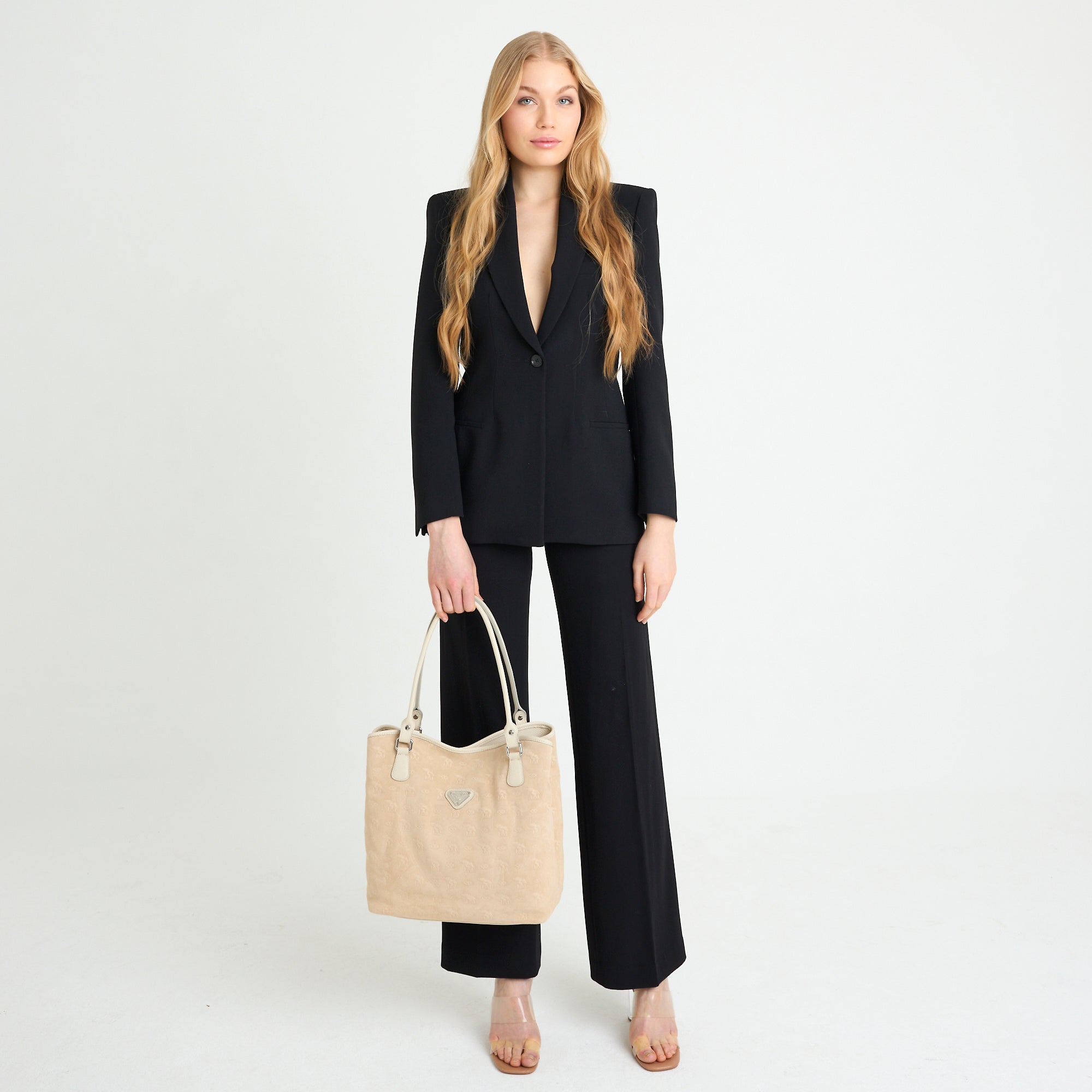 INDIAN SUMMER | Shopper Velours vanilla beige/silber - full body
