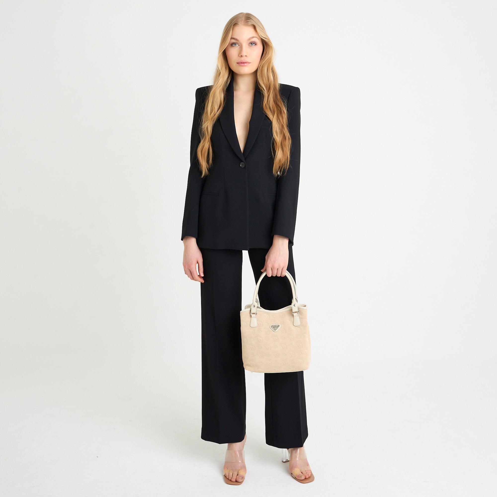 INDIAN SUMMER MINI | Shopper Velours vanilla beige/silber - full body
