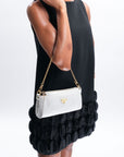 AUTRE | Pochette Croco blanc neige/or
