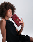 FRESENS | Clutch Croco antique rot/gold - on body