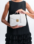 MARLY | Sac bandoulière Croco Snow blanc/doré