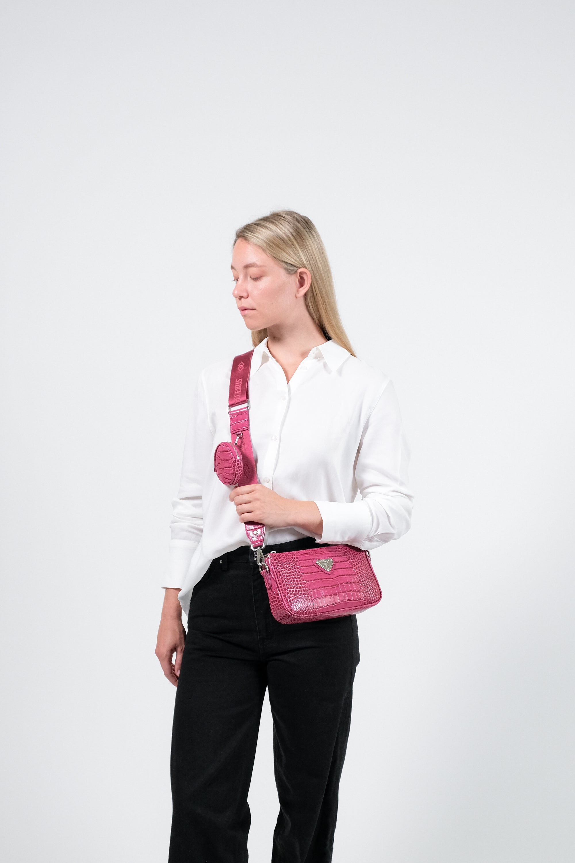 ZELL | Umhängetasche Croco blush pink/silber