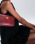ZELL | Sac bandoulière croco rouge antique/or