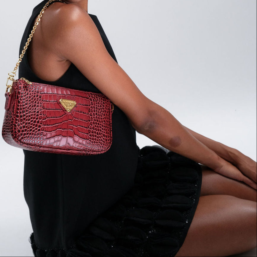 ZELL| Shoulder bag Croco antique red/gold