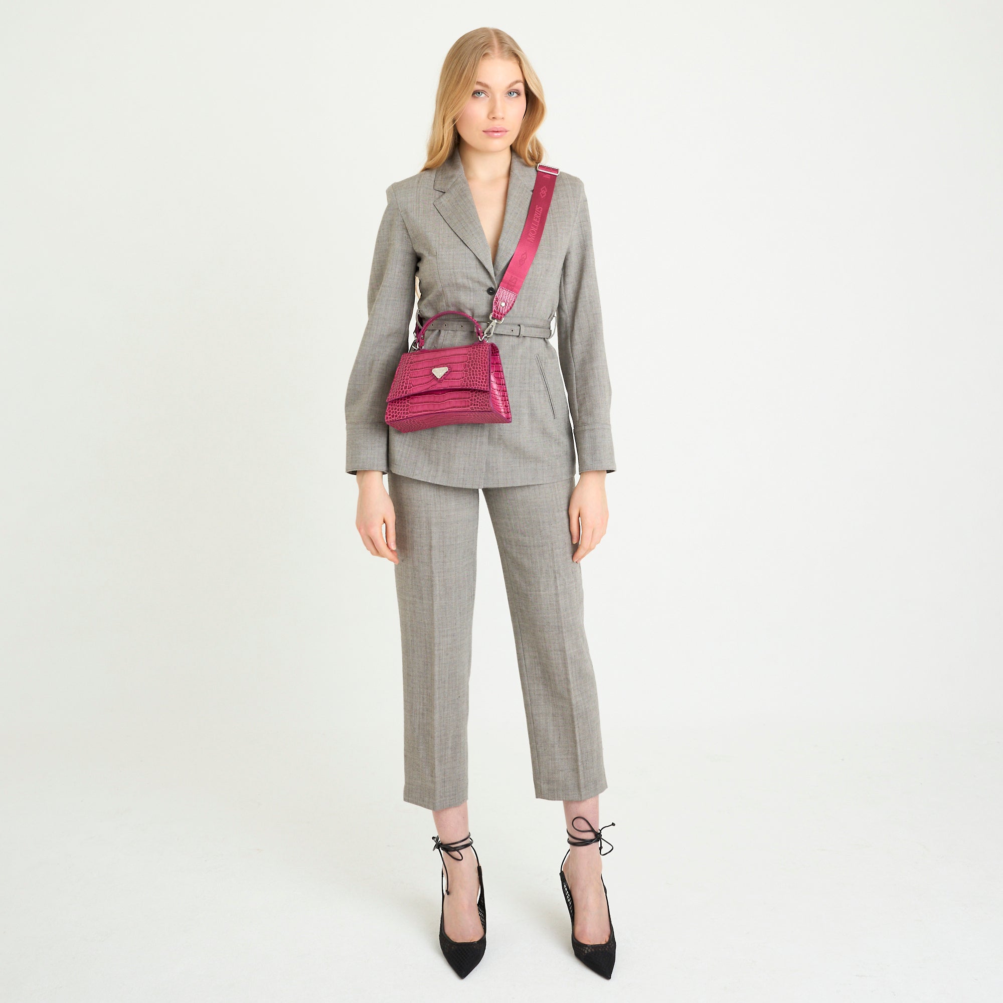 ROMONT | Umhängetasche Croco blush pink/silber - ON BODY