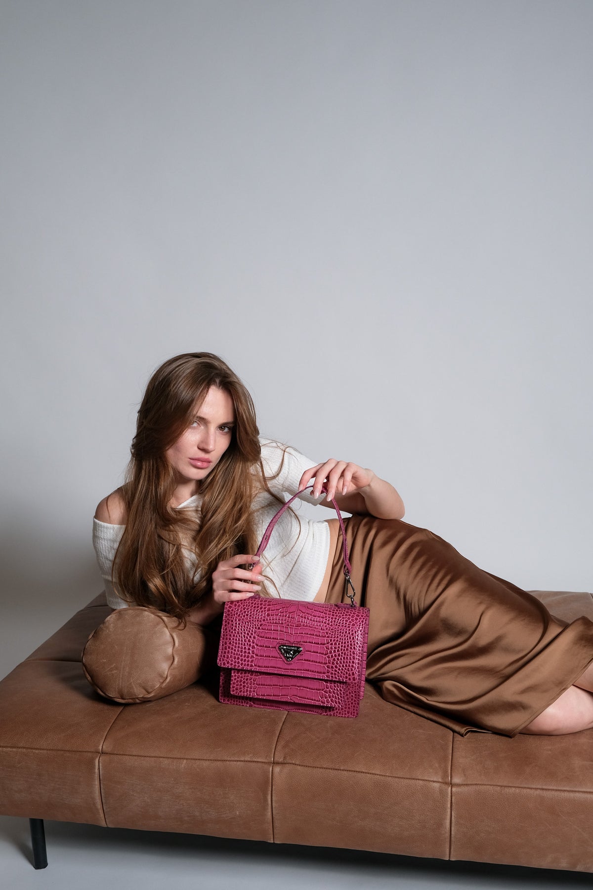FEY | Croco shoulder bag blush pink/silver