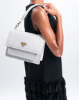 URSY | Sac bandoulière Croco Snow blanc/doré
