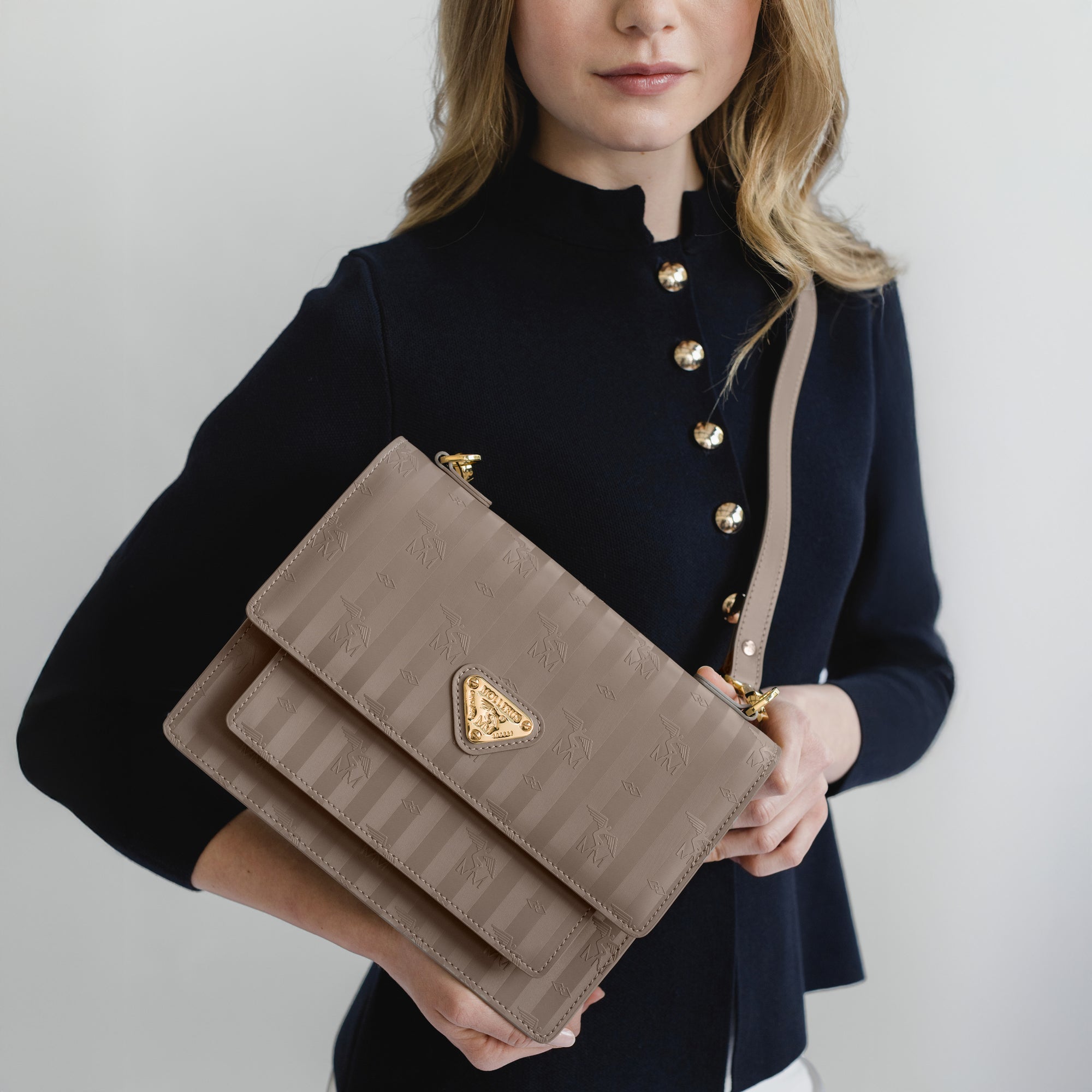 FEY | Umhängetasche taupe grau/gold - detail 