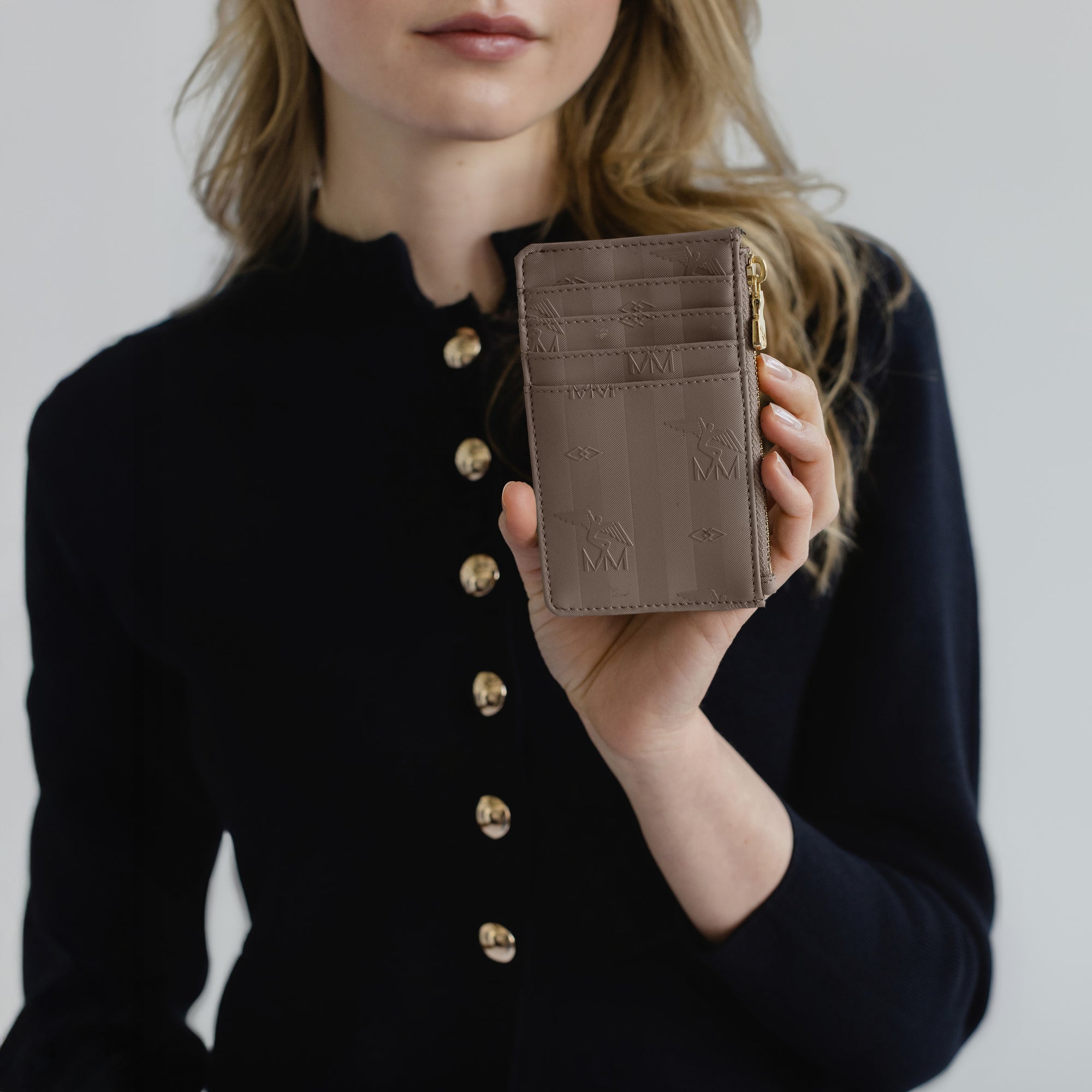 GY | Portemonnaie taupe grau/gold - detail