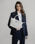 WENGEN | Shopper pearl weiss/silber - close up 