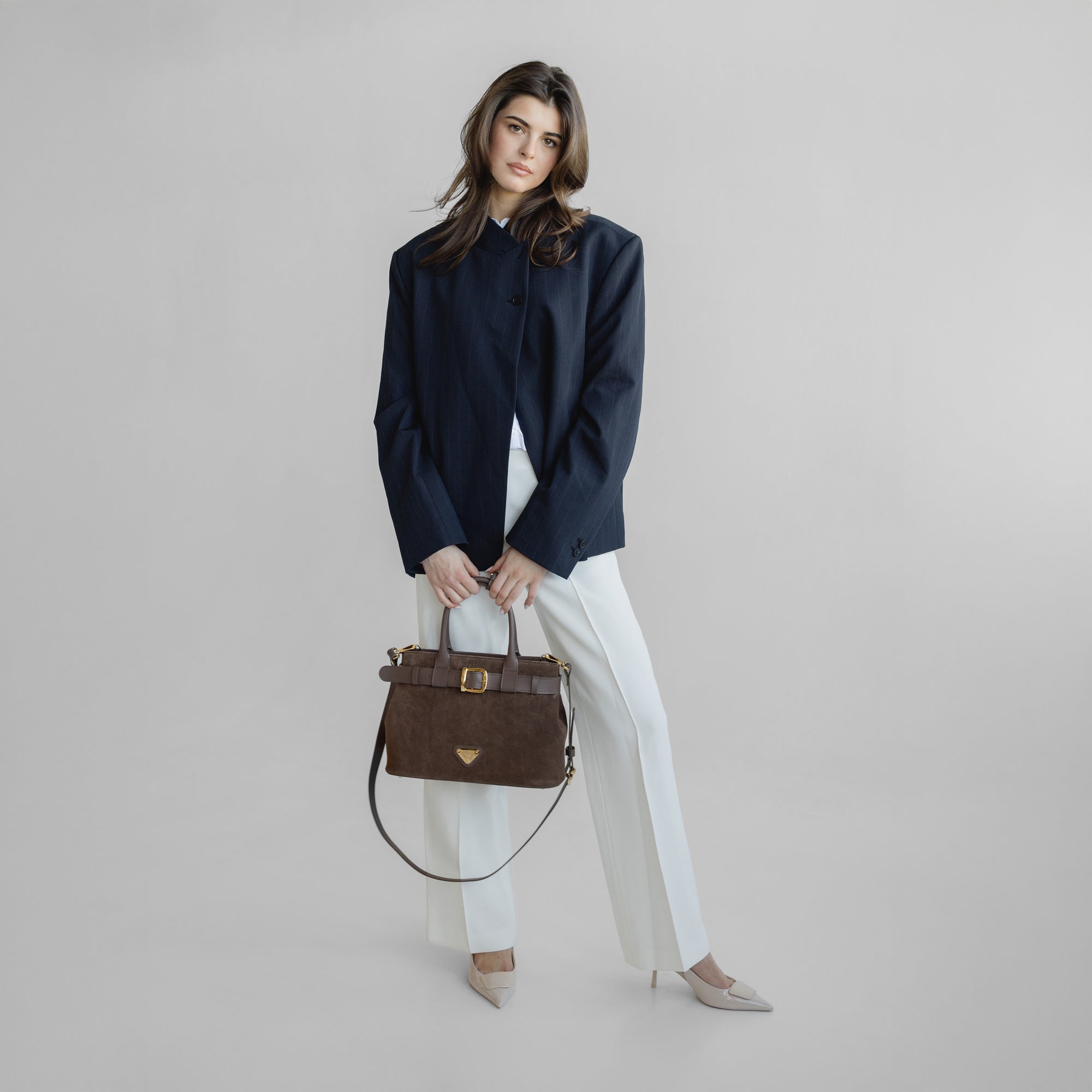 WITTNAU | Handtasche Wildleder braun/gold - full body