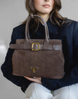 WITTNAU | Handtasche Wildleder braun/gold - detail