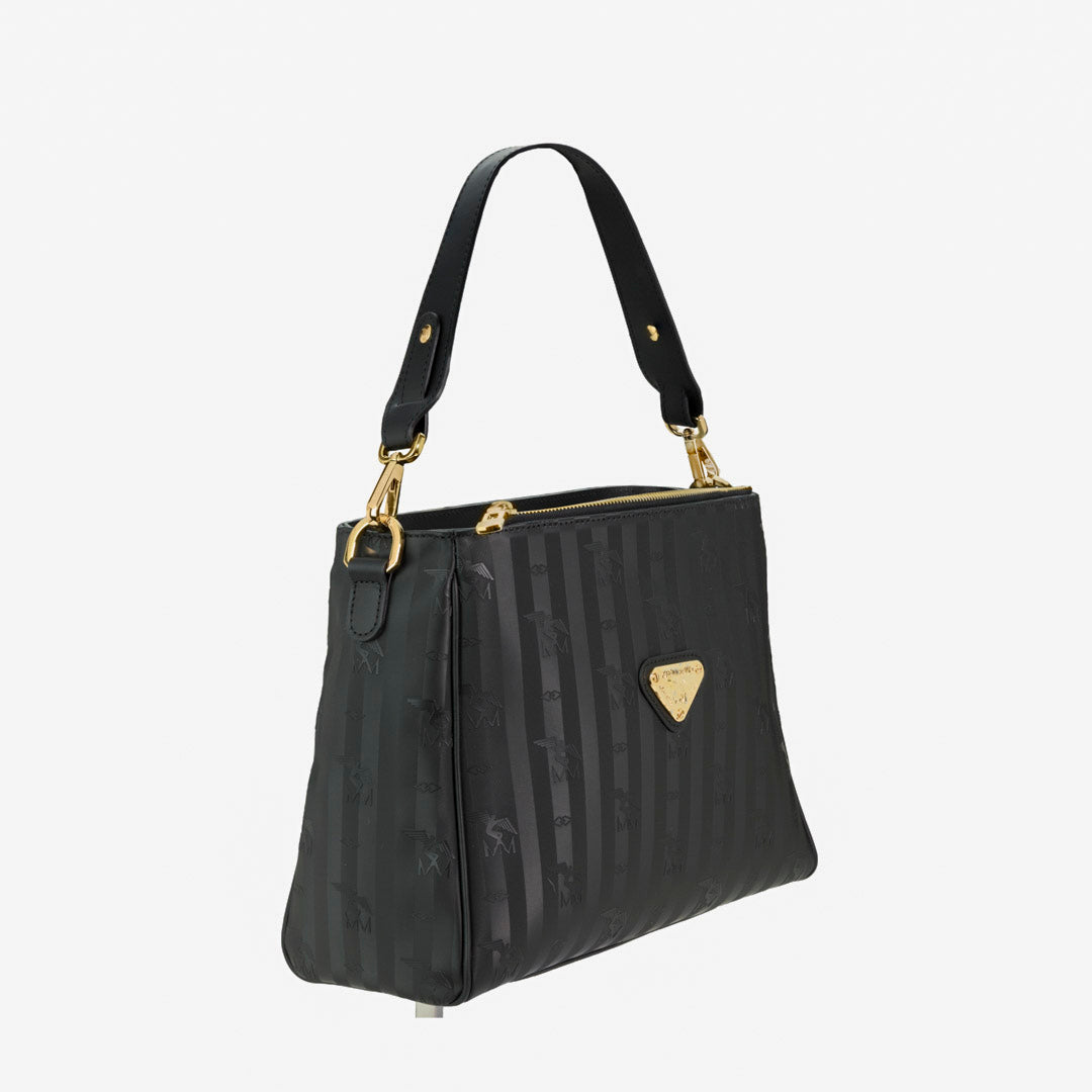 NODS | Schultertasche classic schwarz/gold - seiltich