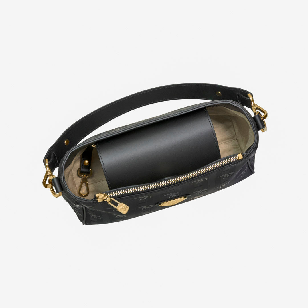 NODS | Schultertasche classic schwarz/gold - von oben