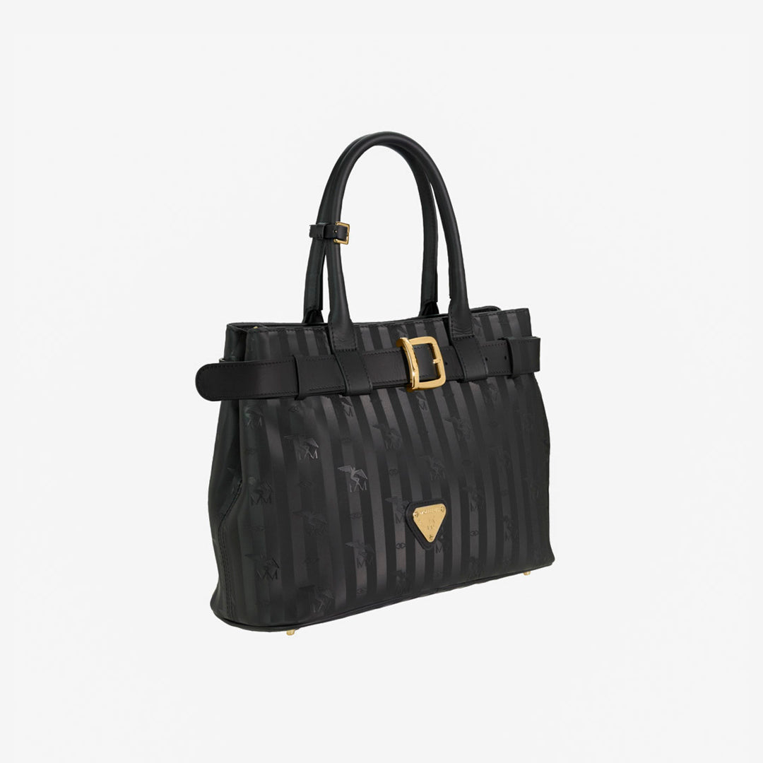 WITTNAU | Handtasche classic schwarz/gold - seitlich