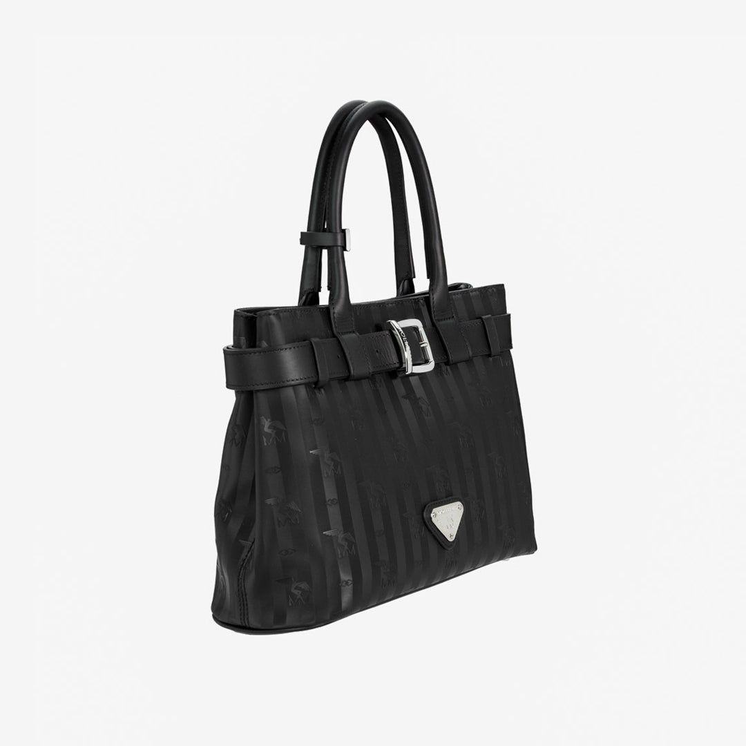 WITTNAU | Handtasche classic schwarz/silber - SEITLICH