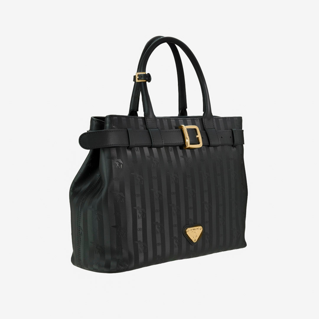 WOHLEN | Handtasche classic schwarz/gold - seiltich