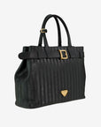 WOHLEN | Handtasche classic schwarz/gold - seiltich