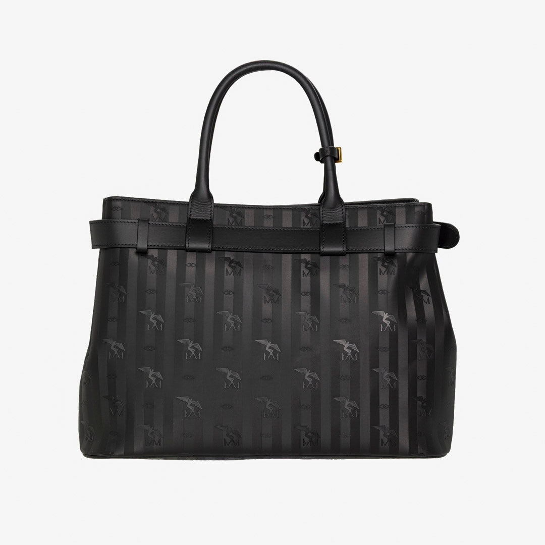 WOHLEN | Handtasche classic schwarz/gold - von hinten