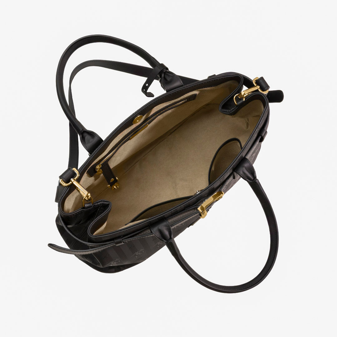 WOHLEN | Handtasche classic schwarz/gold - von innen