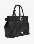 WOHLEN | Handtasche classic schwarz/silber - SEITLICH