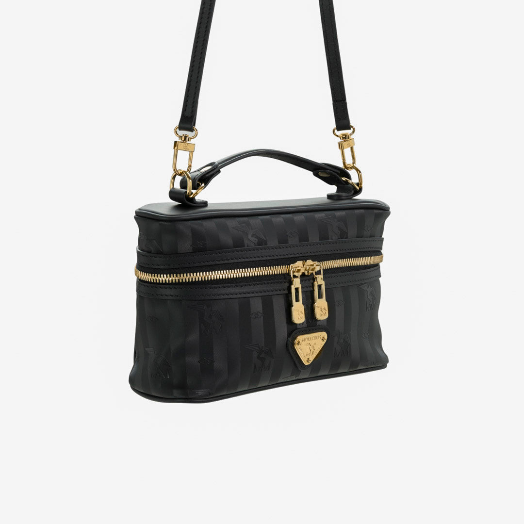 MOUTIER | Umhängetasche classic schwarz/gold - seitlich