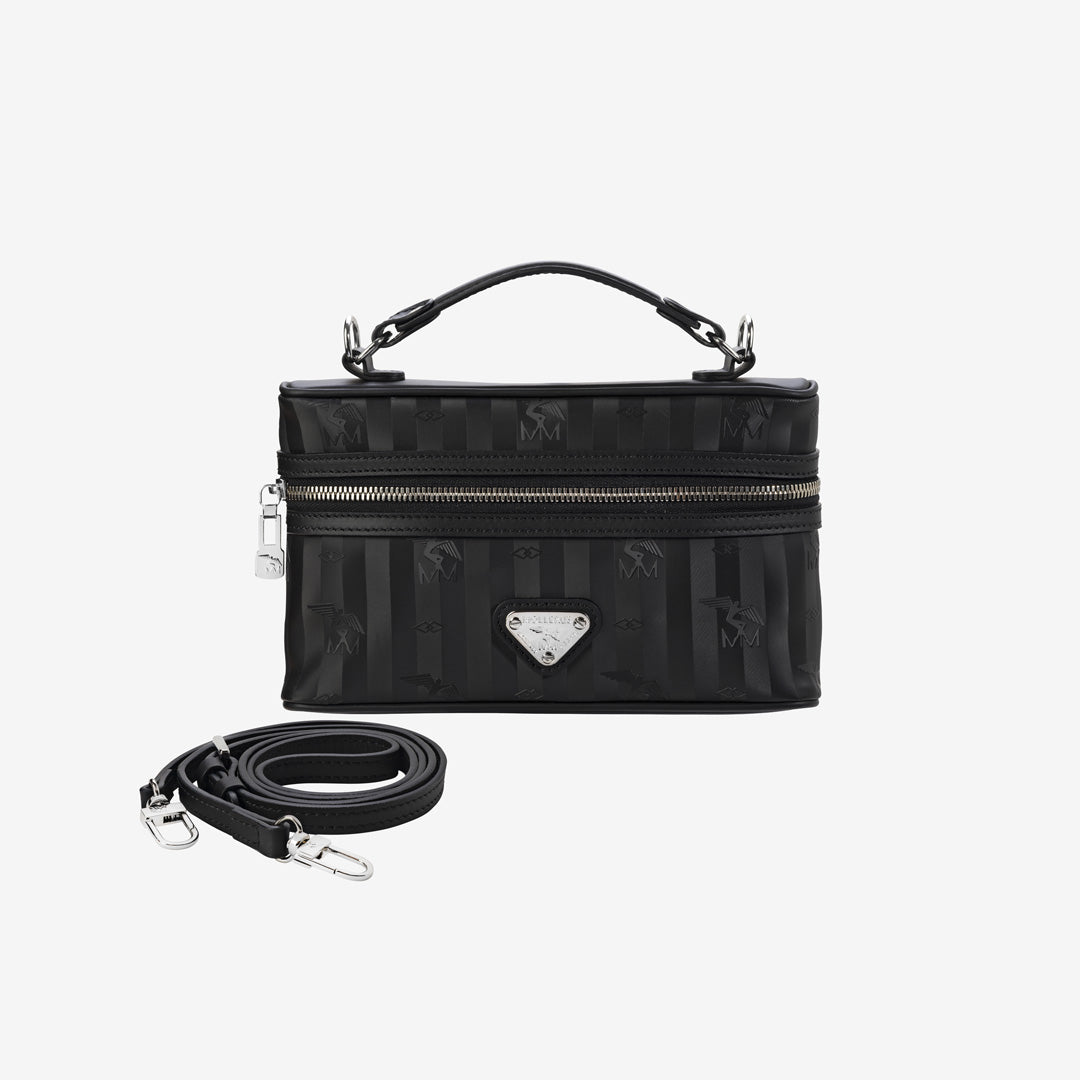 MOUTIER | Umhängetasche classic schwarz/silber - FRONTAL