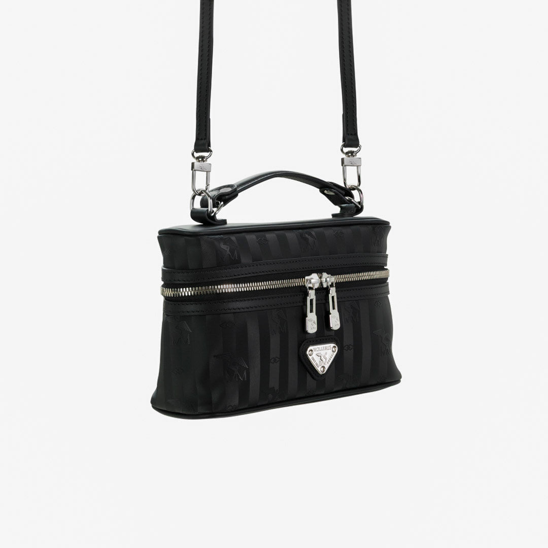 MOUTIER | Umhängetasche classic schwarz/silber - SEITLICH