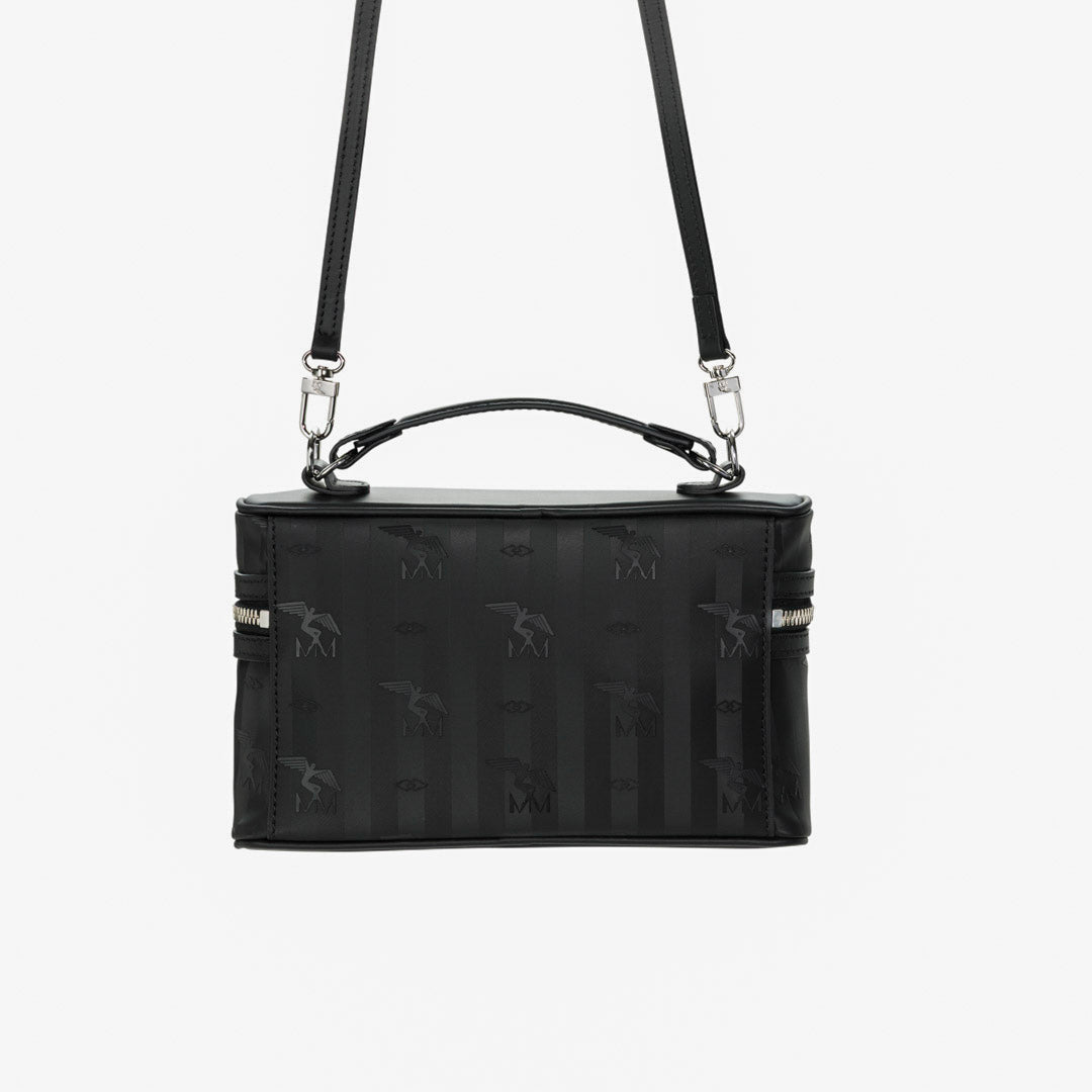 MOUTIER | Umhängetasche classic schwarz/silber - VON HINTEN