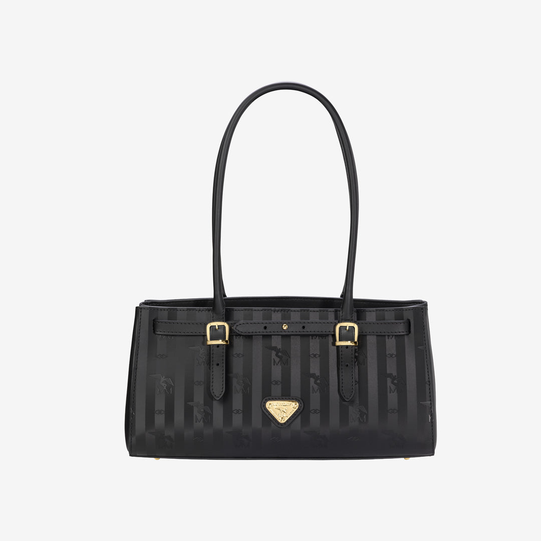 RUE | Schultertasche classic schwarz/gold - frontal
