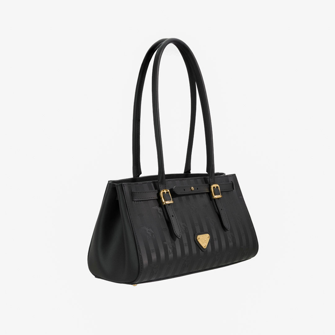 RUE | Schultertasche classic schwarz/gold- seitlich