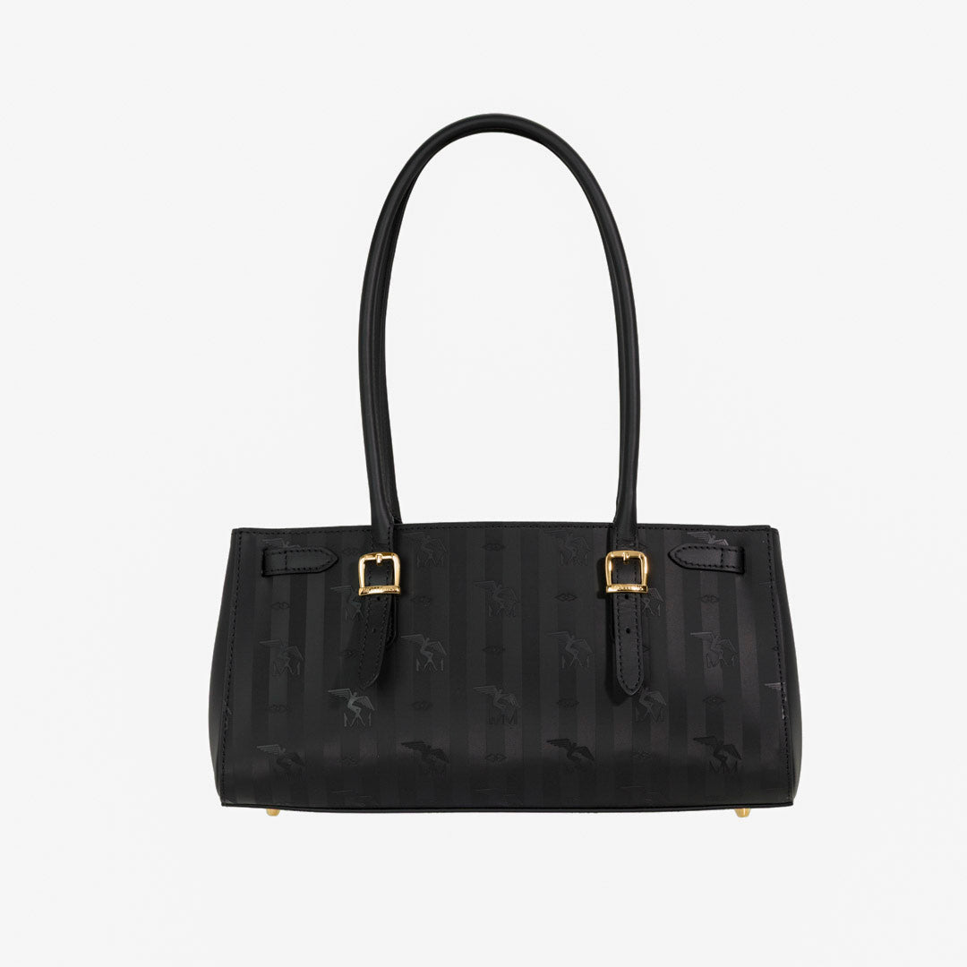 RUE | Schultertasche classic schwarz/gold - von hinten