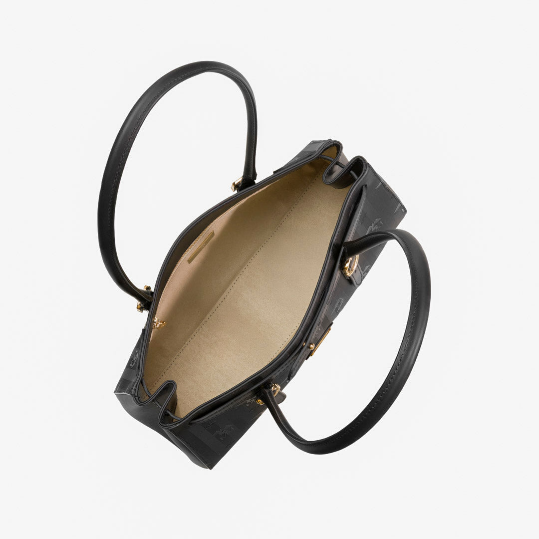 RUE | Schultertasche classic schwarz/gold - innen