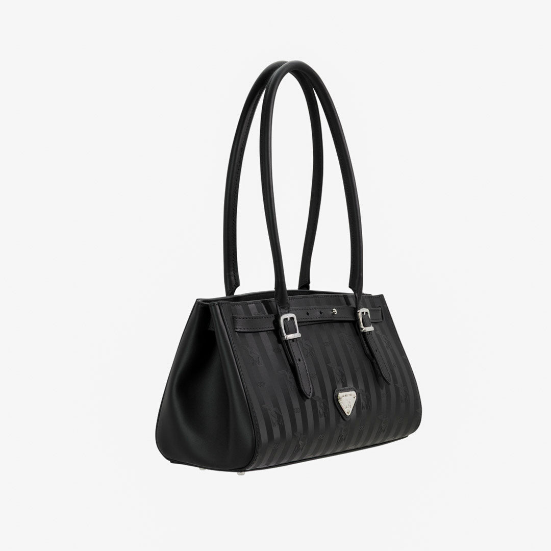 RUE | Schultertasche classic schwarz/silber - SEITLICH