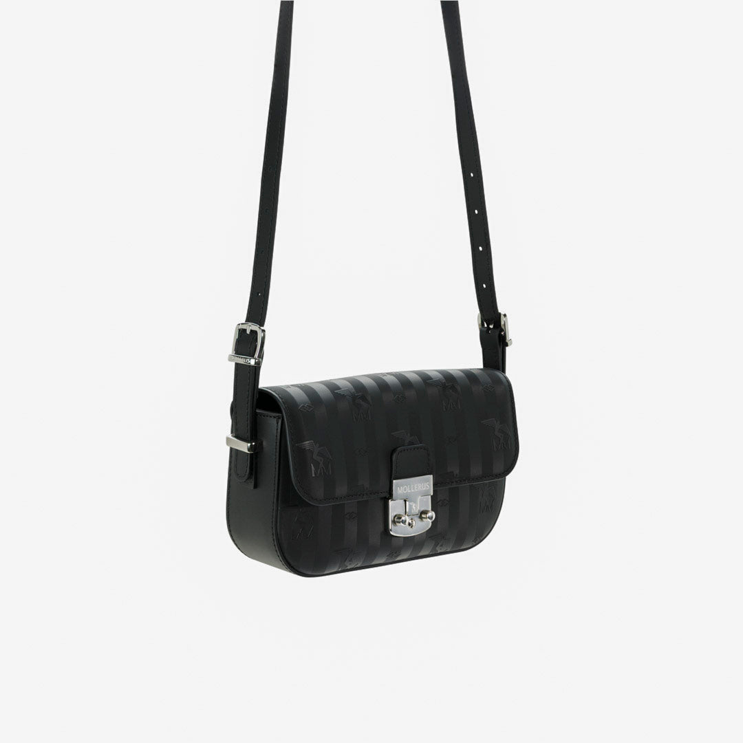 BULLE | Umhängetasche classic schwarz/silber - SEITLICH