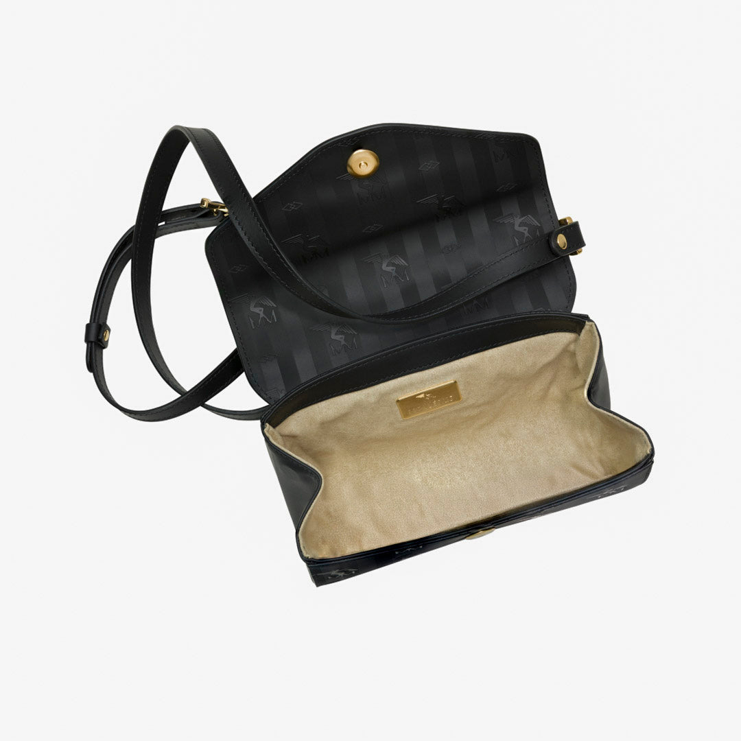 SAAS FEE | Umhängetasche classic schwarz/gold - innen