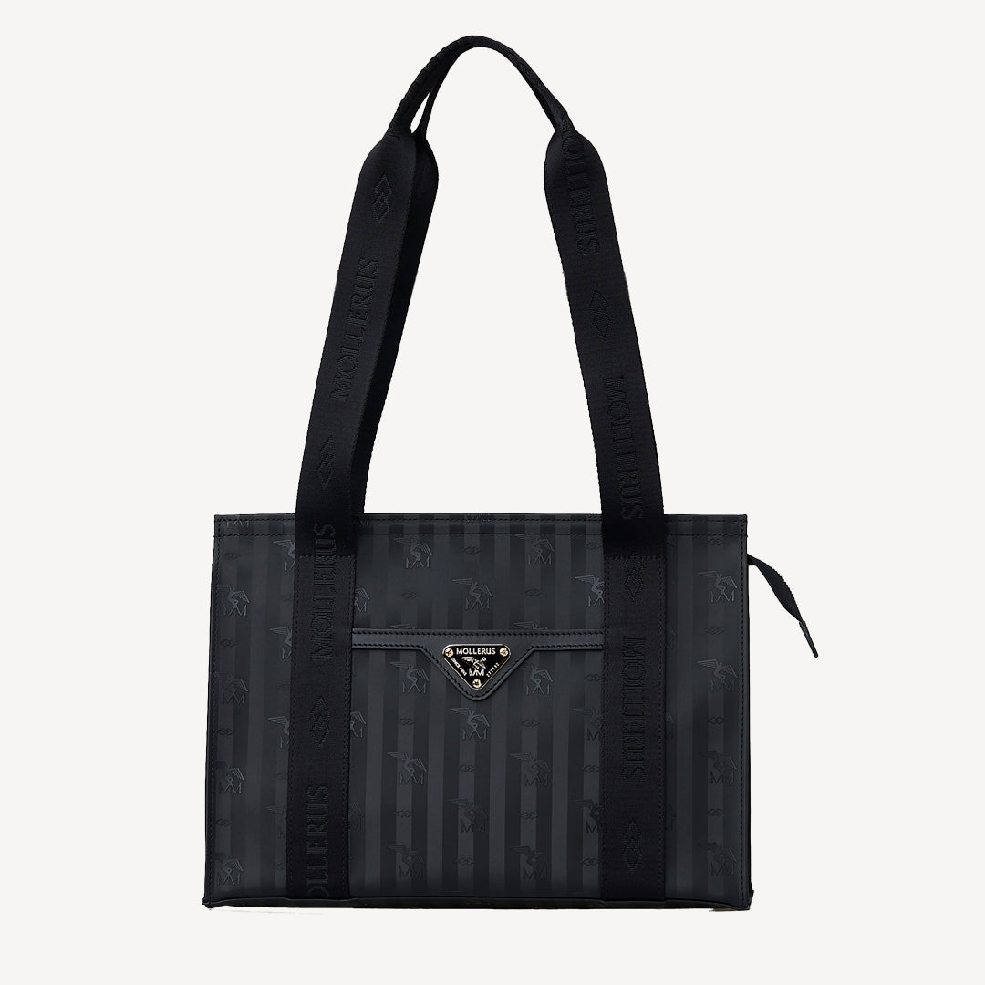 BERLIN | Schultertasche classic schwarz/gold - FRONTAL