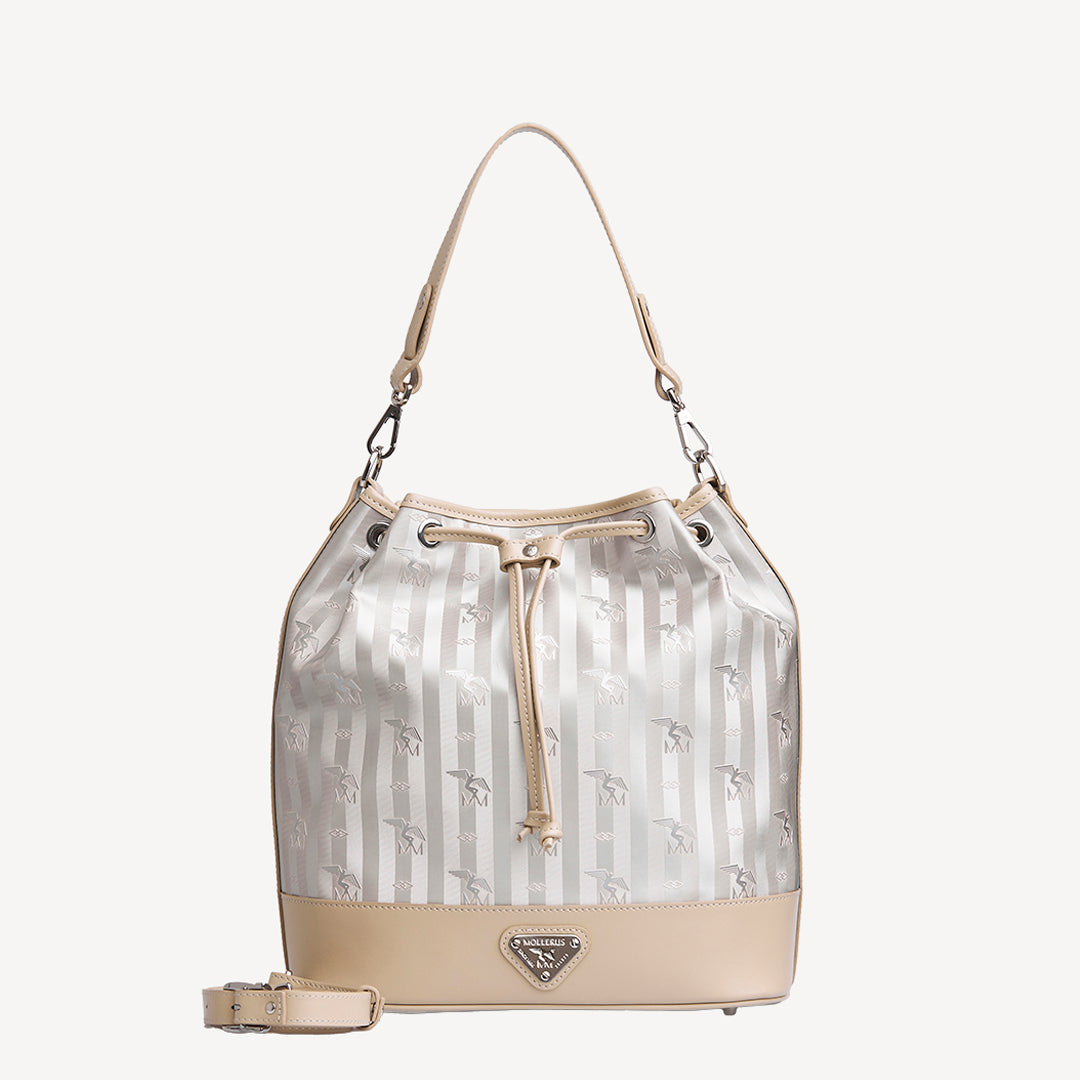 NIESEN | Beuteltasche metallic silber/pearl weiss - frontal