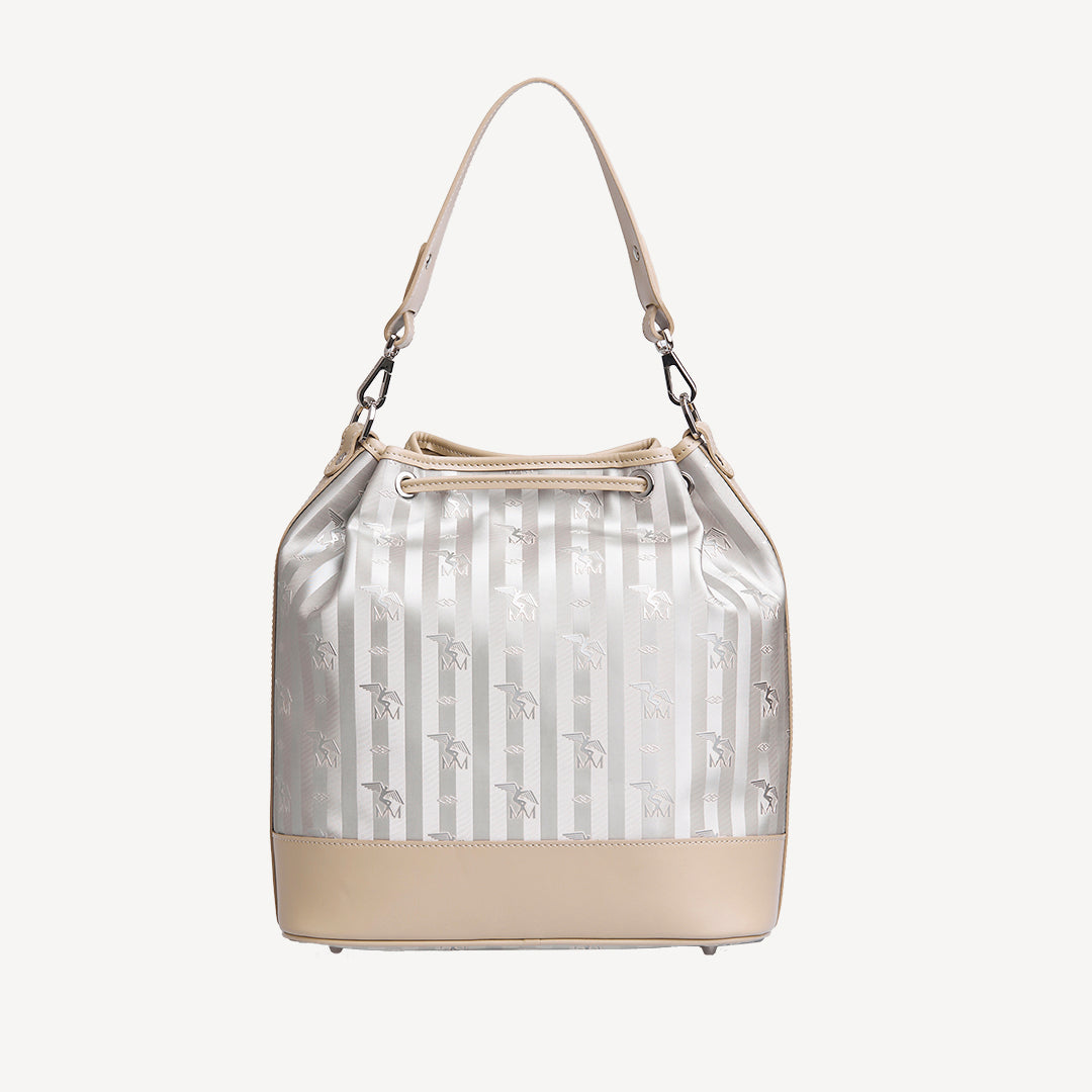 NIESEN | Beuteltasche metallic silber/pearl weiss - VON HINTEN