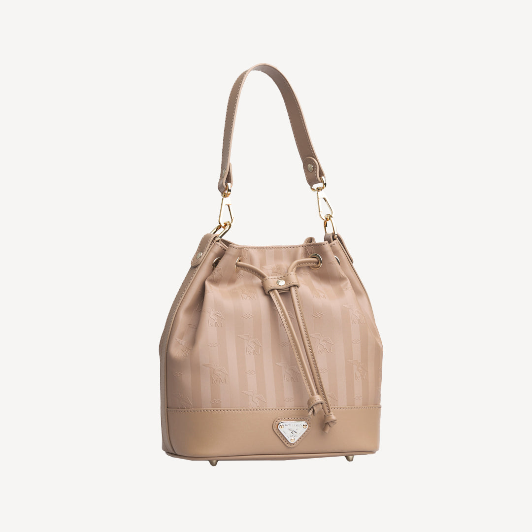 SION | Beuteltasche cappuccino/gold - seitlich