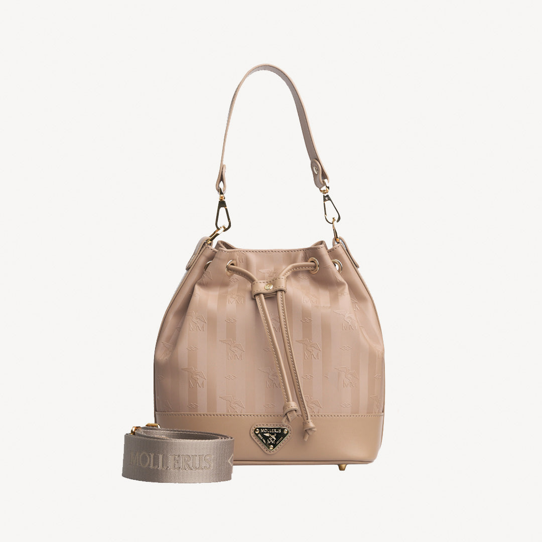 SION | Beuteltasche cappuccino beige/gold - frontal