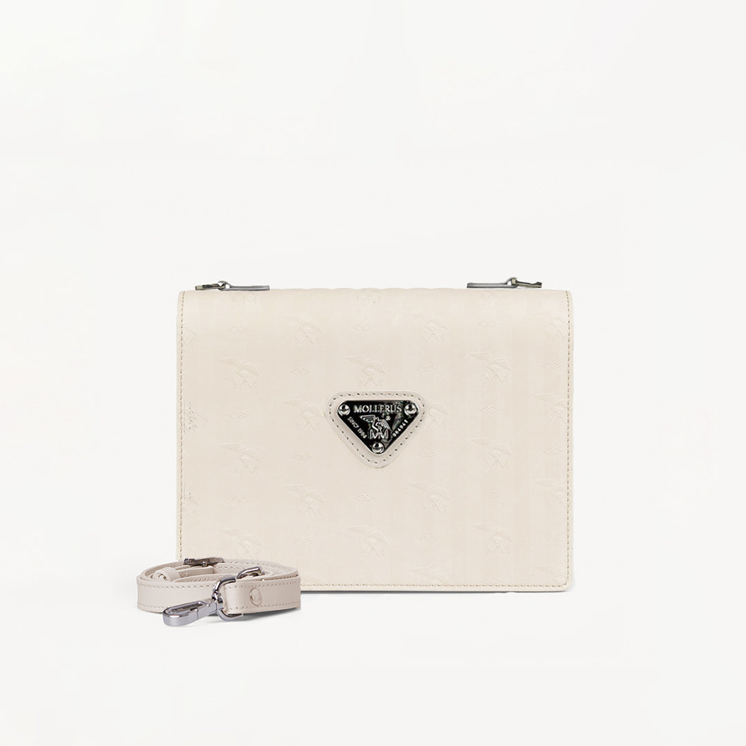 MELIDE | Umhängetasche pearl weiss/silber - FRONTAL