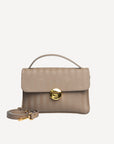 SIGNAU | Umhängetasche taupe grau/gold - frontal
