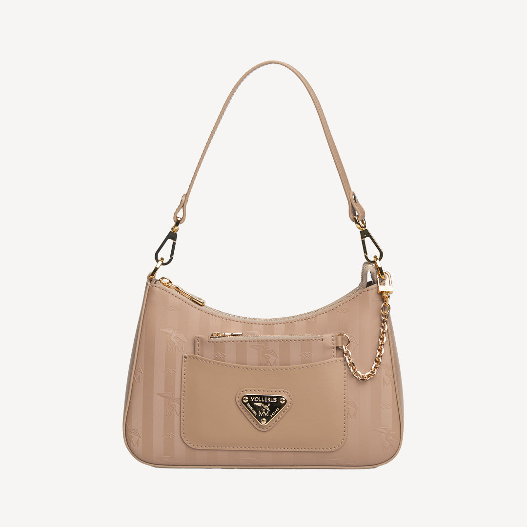 CASTIEL | Schultertasche cappuccino/gold - frontal