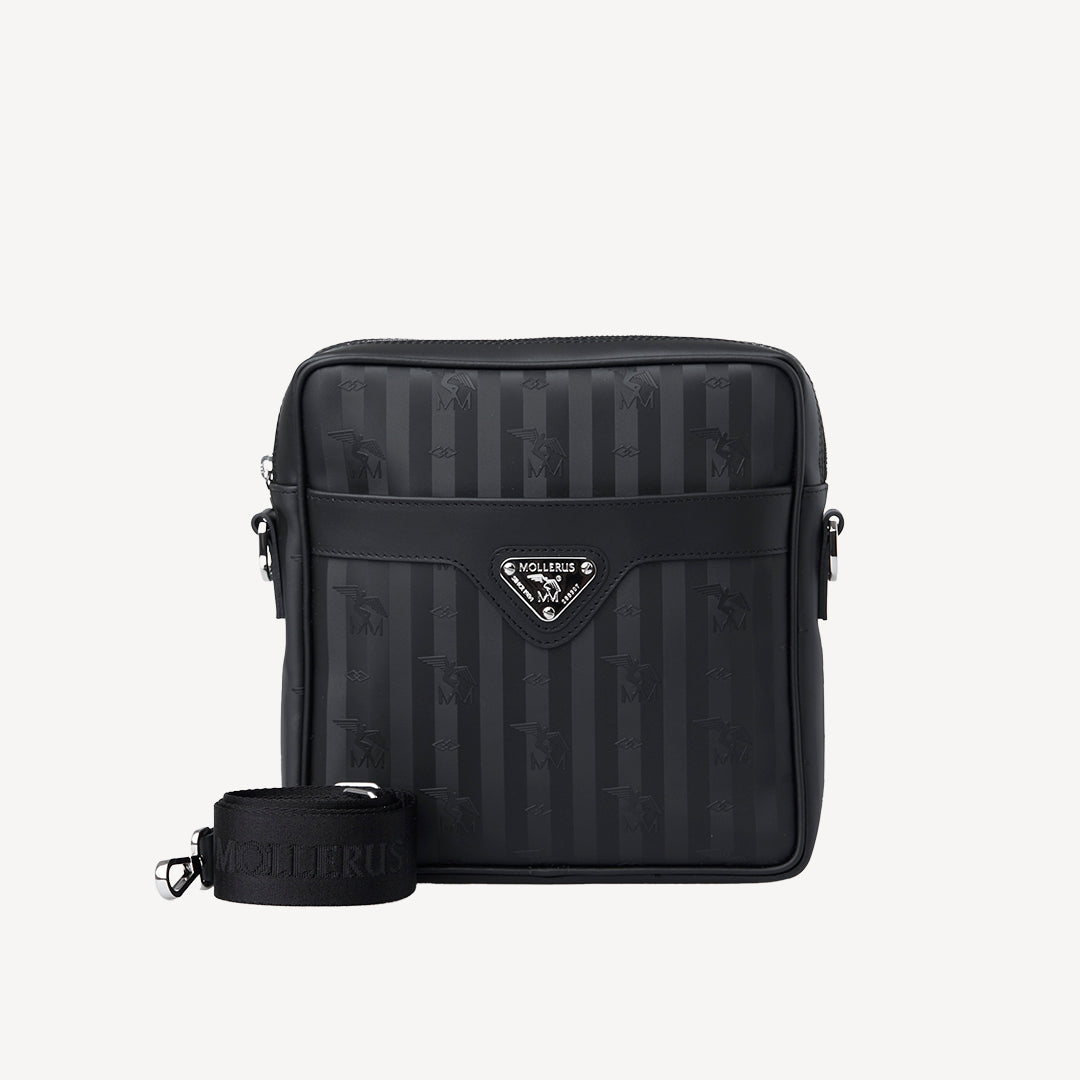 CRESSIER | Schultertasche classic schwarz/silber - FRONTAL