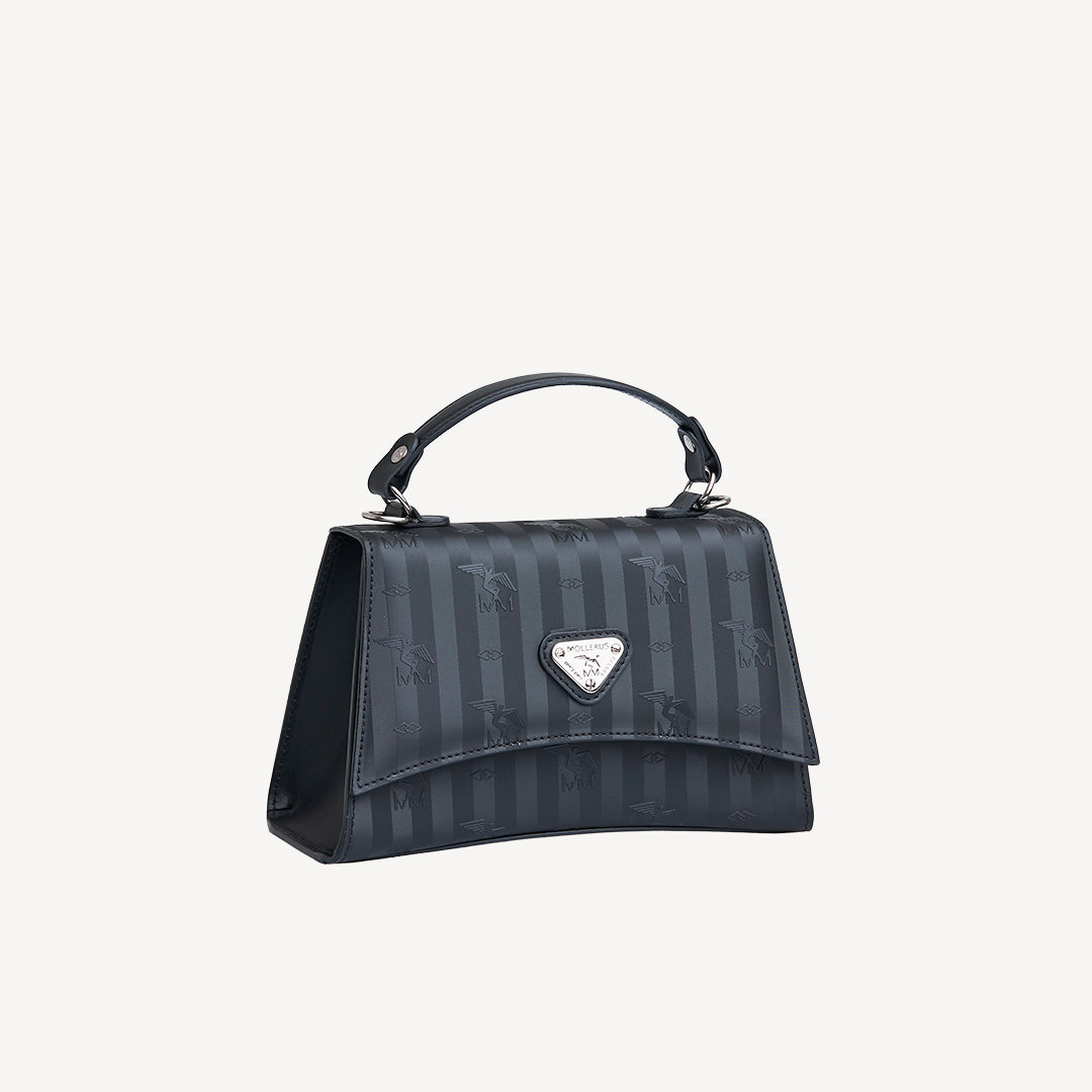 ROMONT | Umhängetasche classic schwarz/silber - SEITLICH