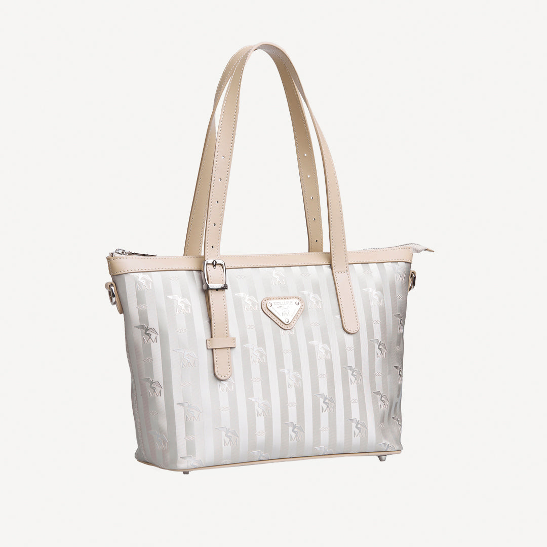 VALLON | Shopper metallic silber/pearl weiss - SEITLICH