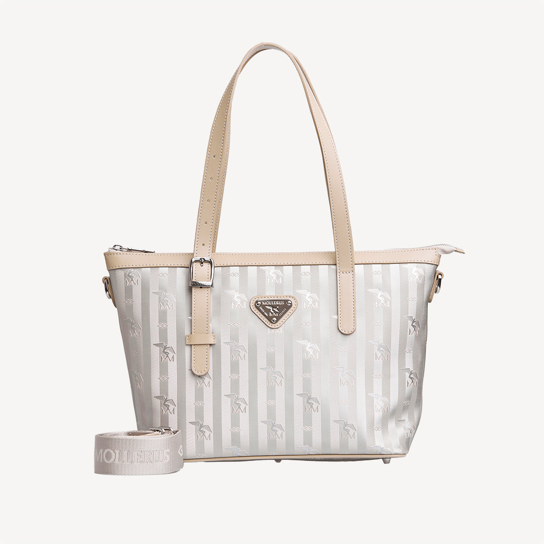 VALLON | Shopper metallic silber/pearl weiss - FRONTAL